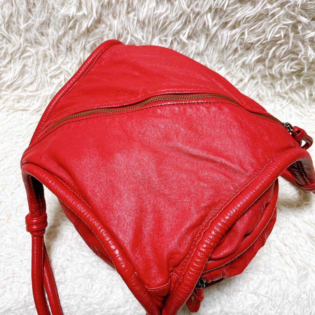 希少カラー DIESEL archive レザーショルダーバッグ y2k レッド