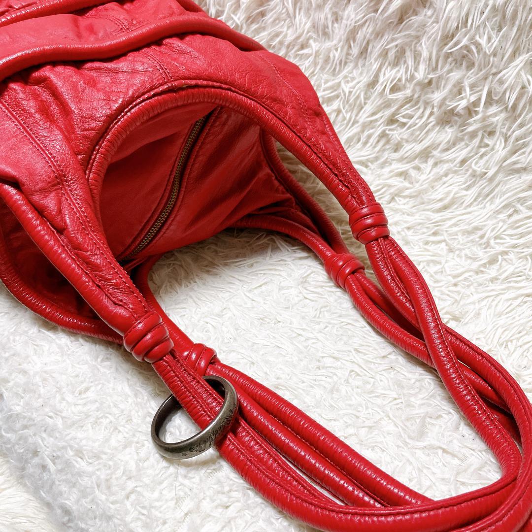 希少カラー DIESEL archive レザーショルダーバッグ y2k レッド