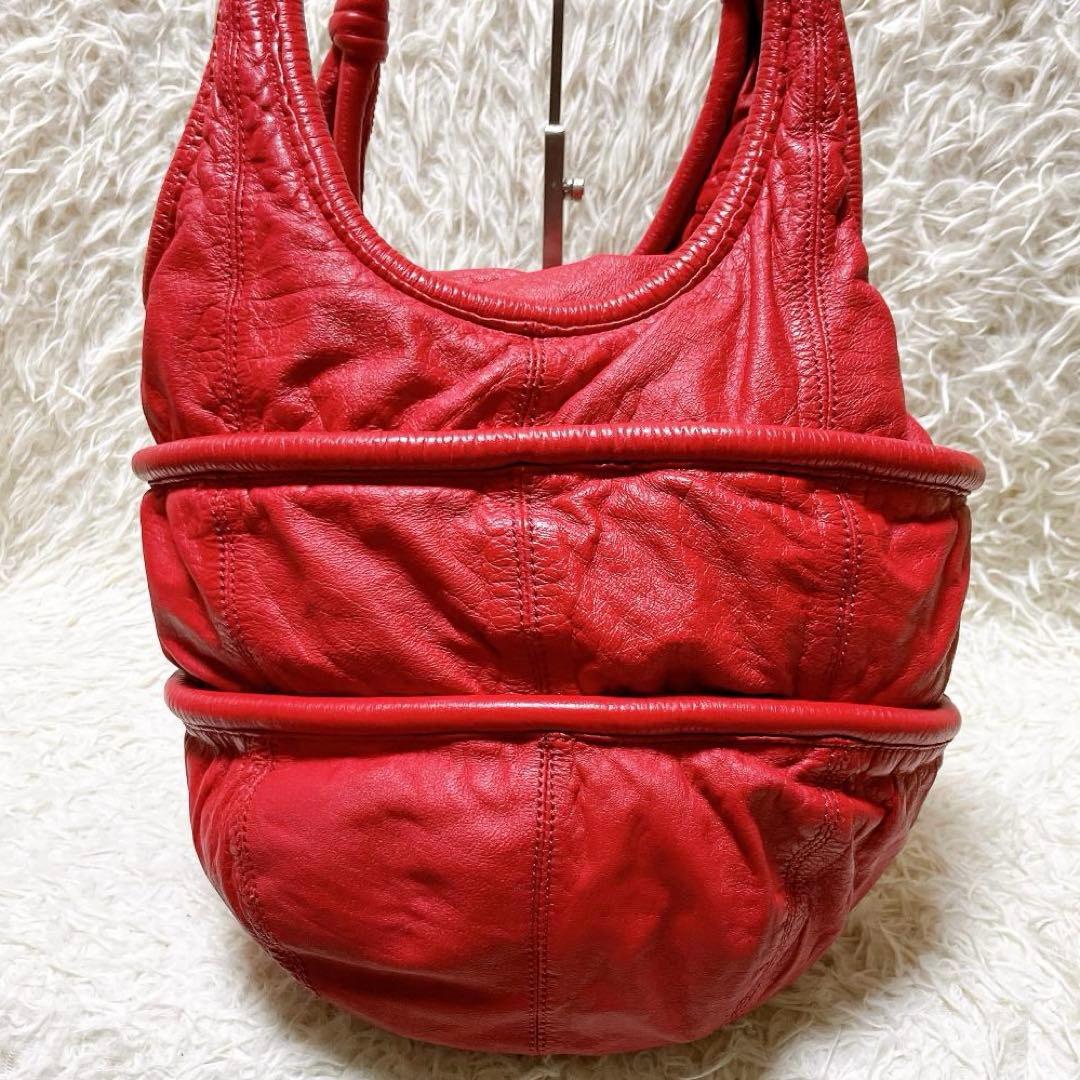 希少カラー DIESEL archive レザーショルダーバッグ y2k レッド