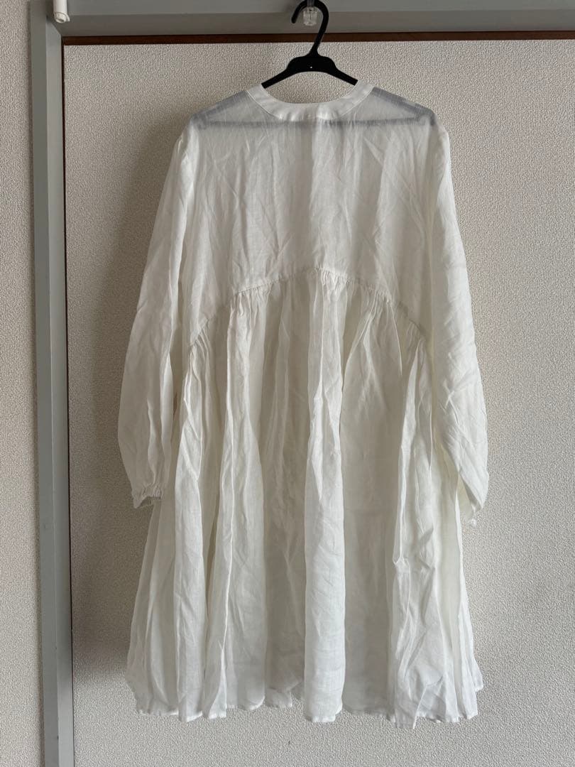 新品ビアズリー beardsleyリネンギャザーチュニックワンピースホワイト