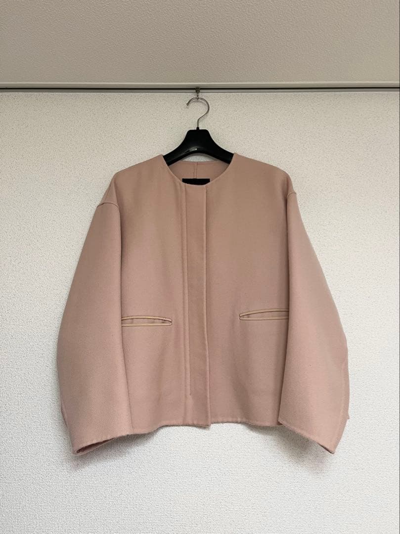 Drawerドゥロワー/ノーカラー フリルジャケット /ピンク