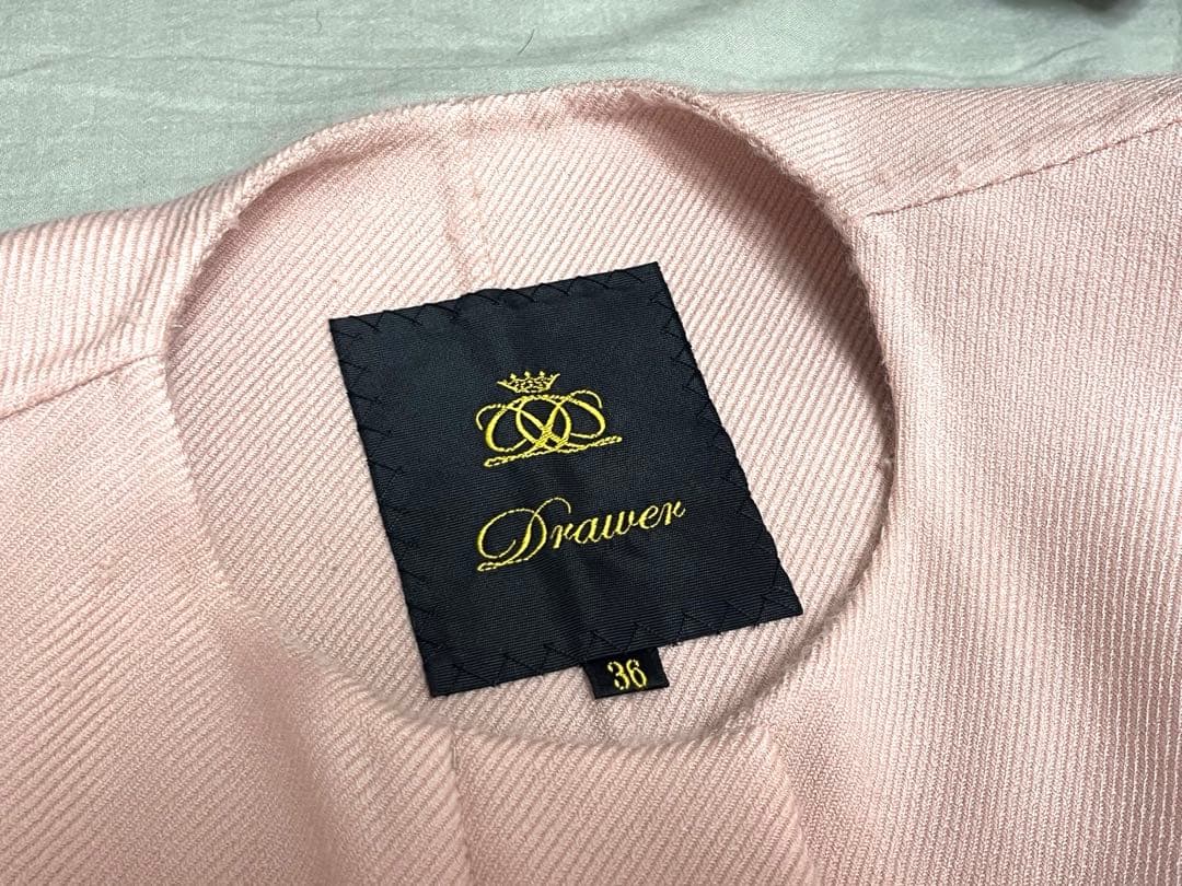 Drawerドゥロワー/ノーカラー フリルジャケット /ピンク