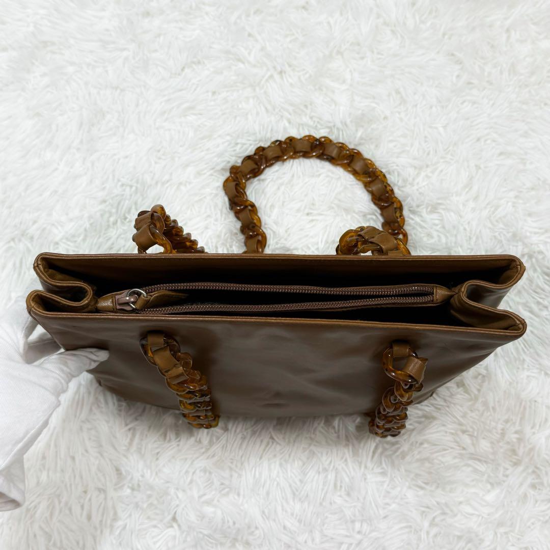 良品✨プラダ　プラスチック　チェーン　トートバッグ　ショルダーバッグ　ロゴ型押し