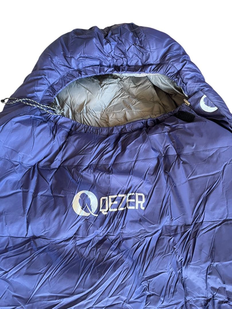 QEZER 寝袋 シュラフ　冬用　青　収納袋付き
