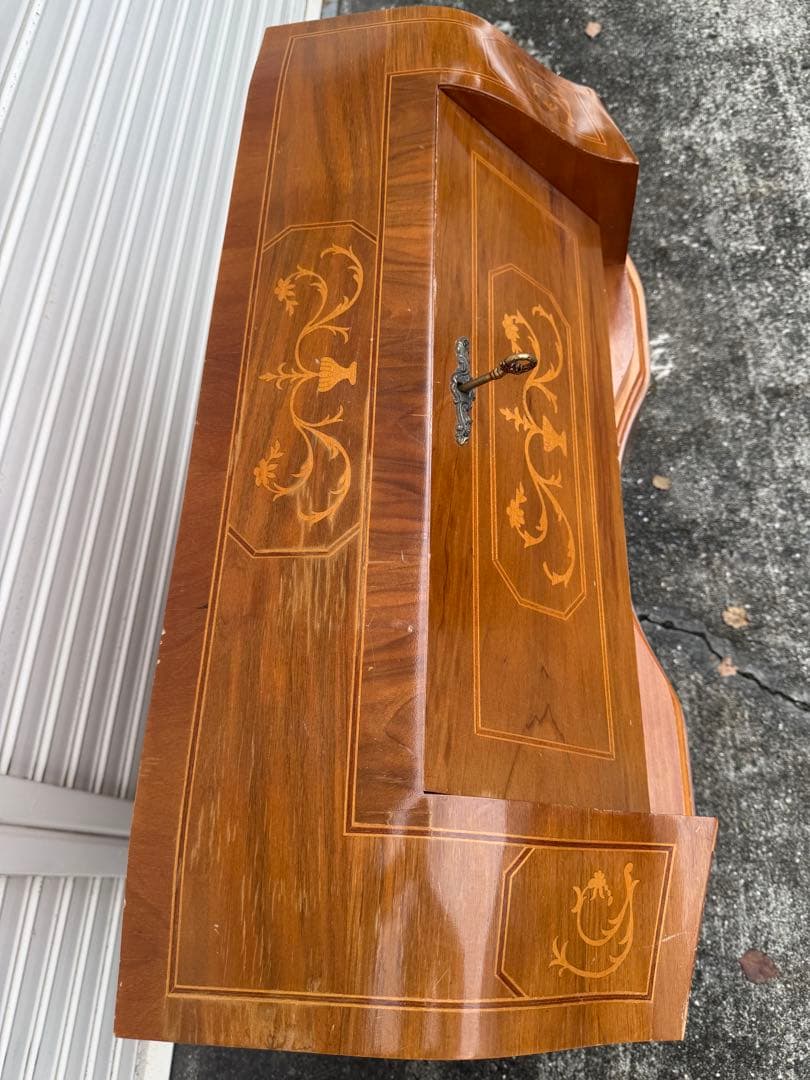 イタリア 象嵌 ライティング ビューロー デスク 猫脚 鍵付 チェスト