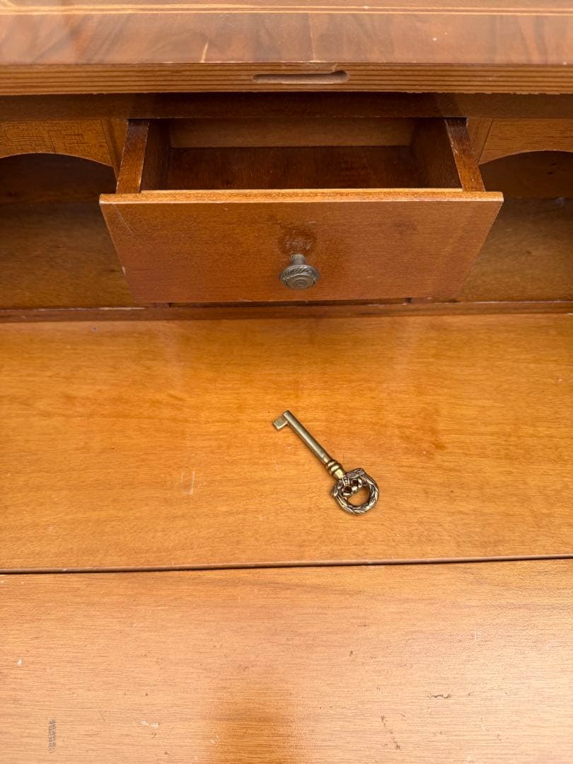 イタリア 象嵌 ライティング ビューロー デスク 猫脚 鍵付 チェスト