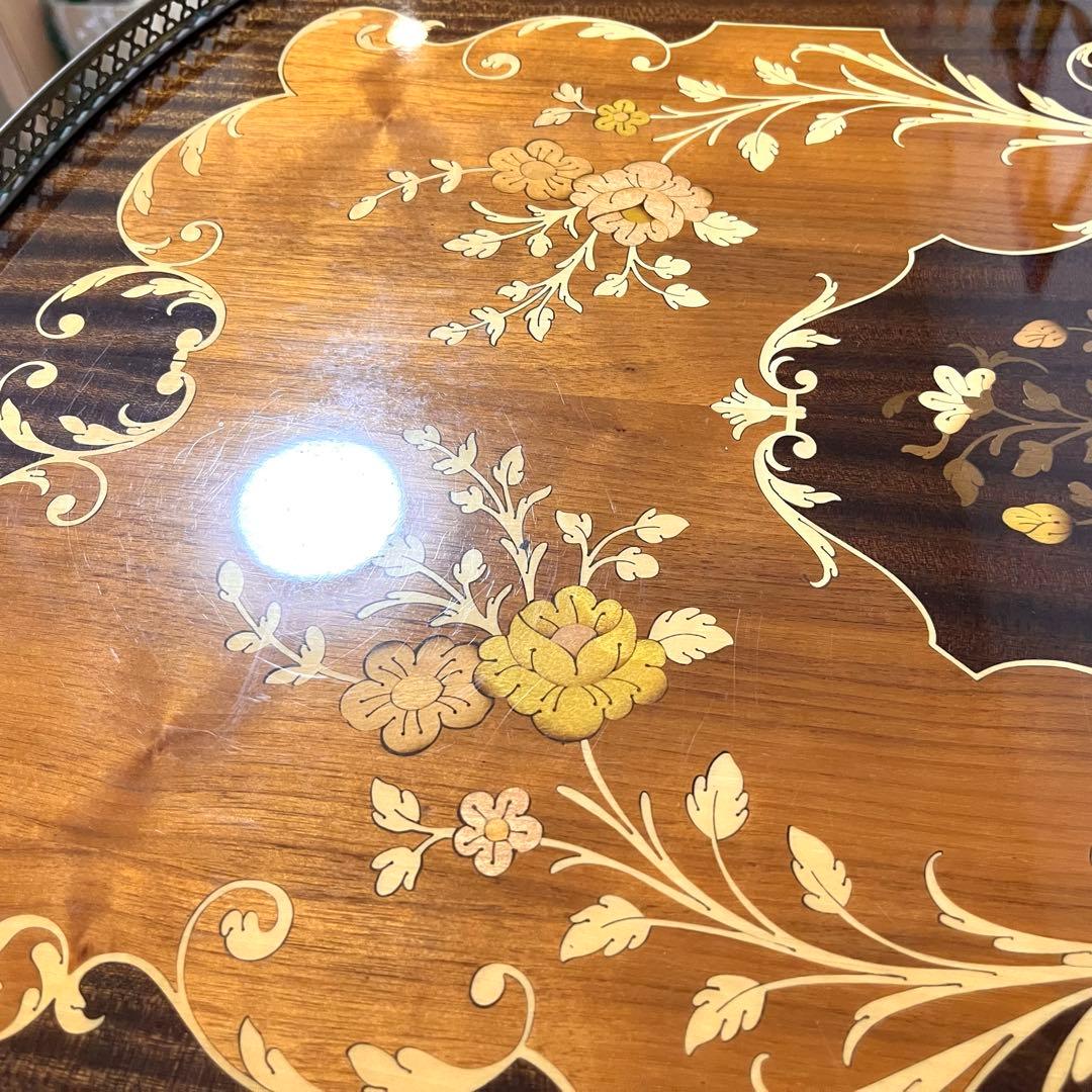 そ79【イタリア製】真鍮・薔薇リース象嵌細工 バタフライ キッチンワゴン