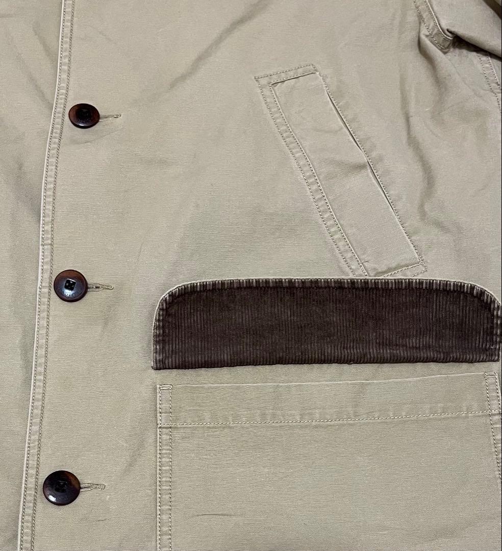 90s l.lbean vintage ベージュ カバーオールコーデュロイ襟 L