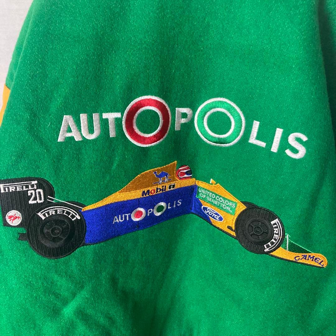 希少USA製ベネトンフォーミュラワン クレイジーパターンスタジャンゆったりサイズ