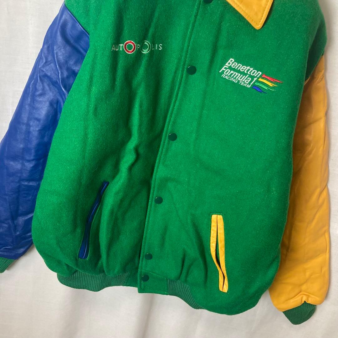 希少USA製ベネトンフォーミュラワン クレイジーパターンスタジャンゆったりサイズ