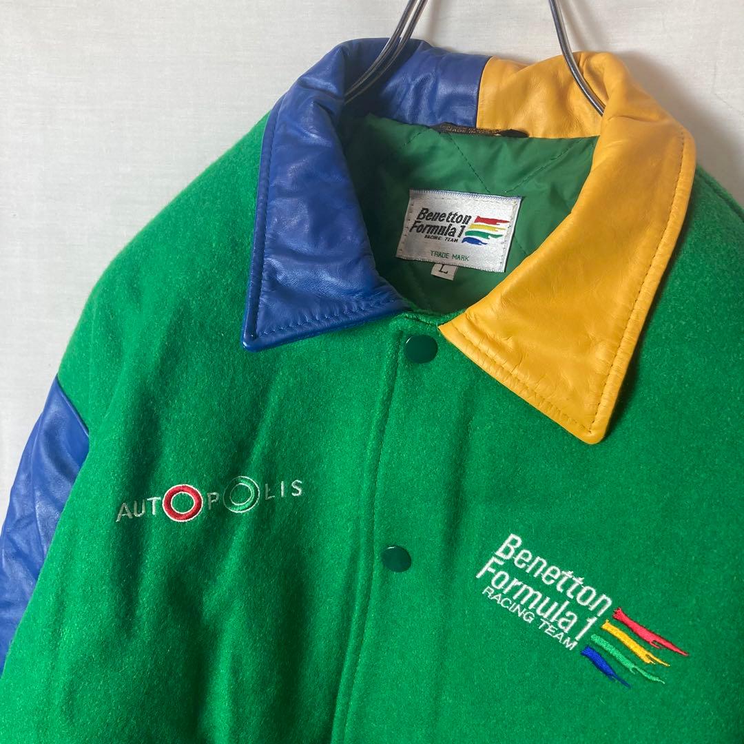 希少USA製ベネトンフォーミュラワン クレイジーパターンスタジャンゆったりサイズ