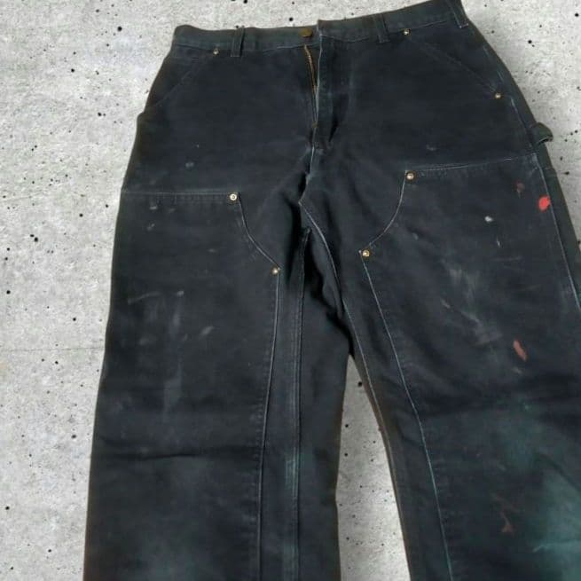 Carhartt ダブルニー BLACK USA製 ペンキ 雰囲気