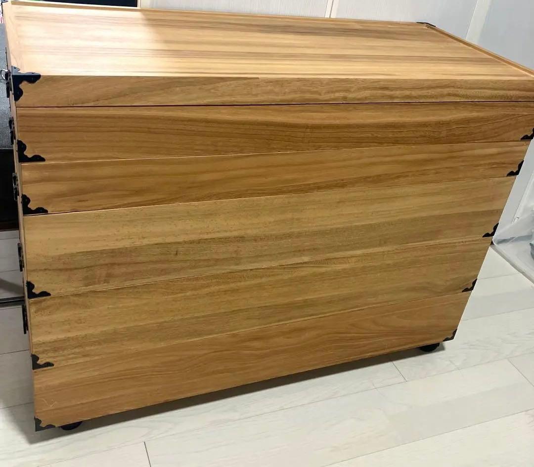 桐 衣装ケース 幅95cm 5段 日本製 隅金具 キャスター付　着物　収納