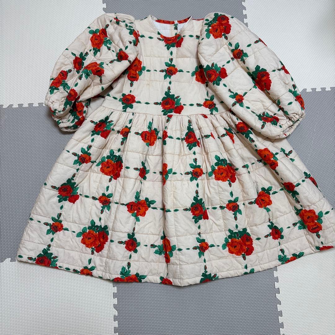 yellowpelota 花柄キルティングワンピース 5y