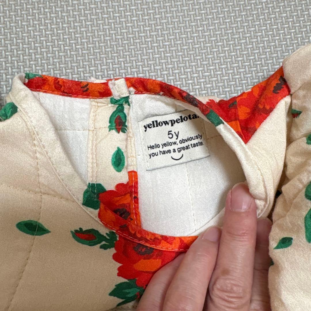 yellowpelota 花柄キルティングワンピース 5y