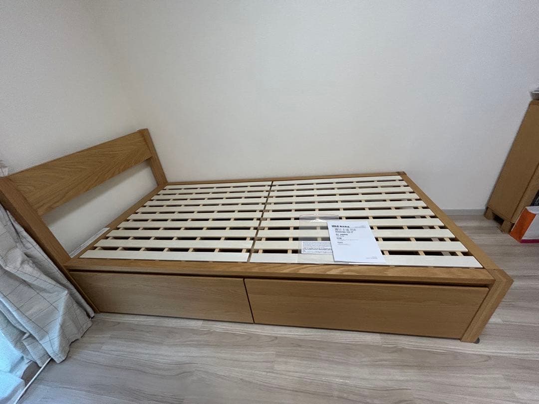 シングルベッドフレーム 木製 引き出し付き