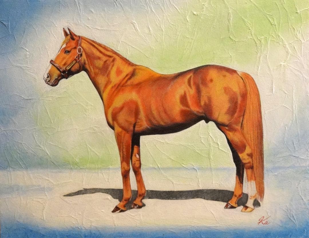 上鈴木正一 油彩画 F6号『オルフェーヴル号立ち姿』ケント様のオーダー作品です。