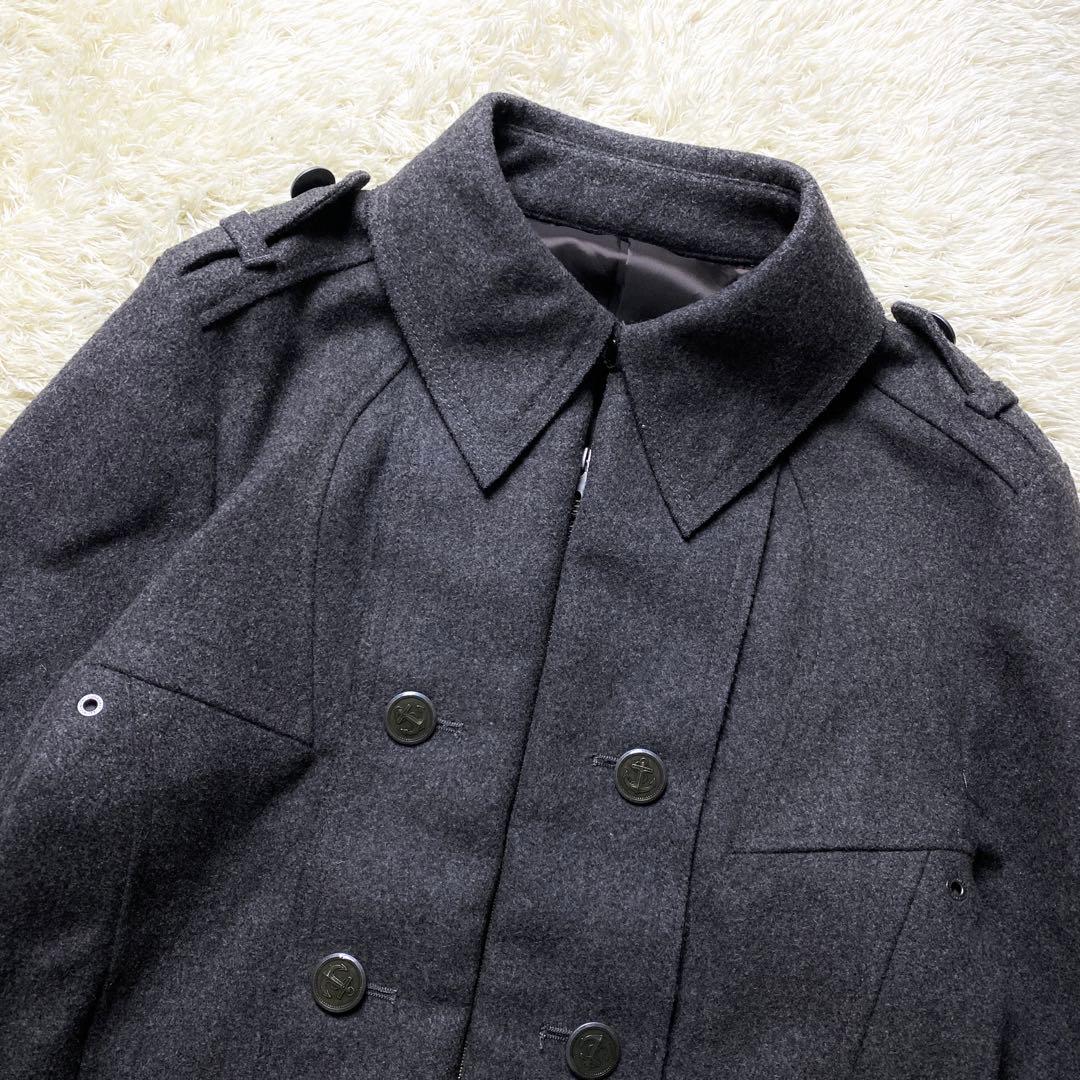美品 PPFM　ナポレオンコート ジャケット グレー ツイード Lサイズ