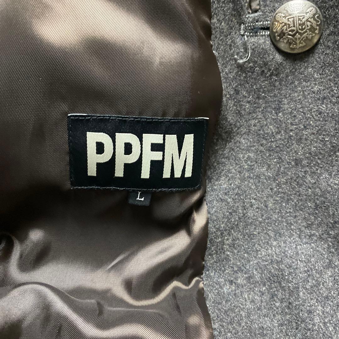 美品 PPFM　ナポレオンコート ジャケット グレー ツイード Lサイズ