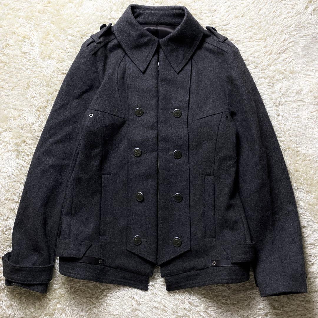 美品 PPFM　ナポレオンコート ジャケット グレー ツイード Lサイズ