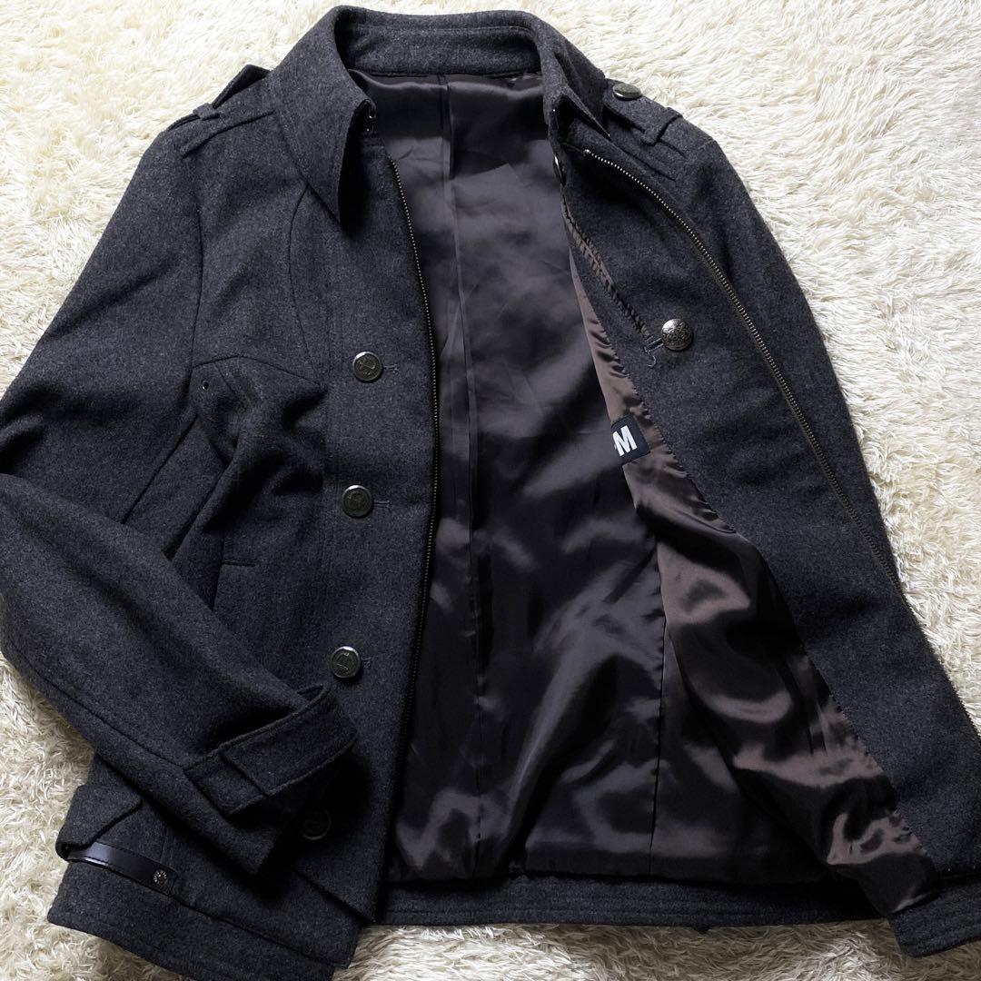 美品 PPFM　ナポレオンコート ジャケット グレー ツイード Lサイズ