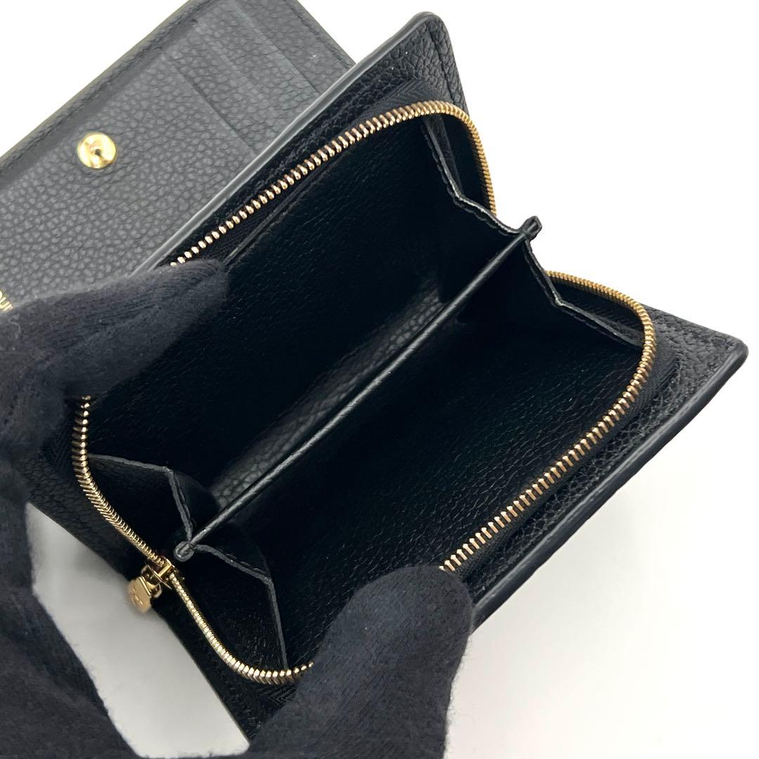 【美品】ルイヴィトン モノグラム アンプラント クレア ブラック 2つ折り財布