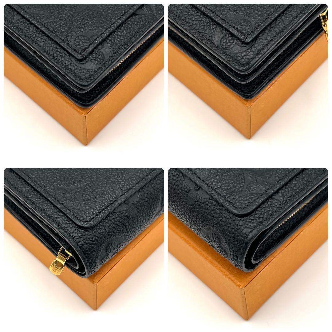 【美品】ルイヴィトン モノグラム アンプラント クレア ブラック 2つ折り財布