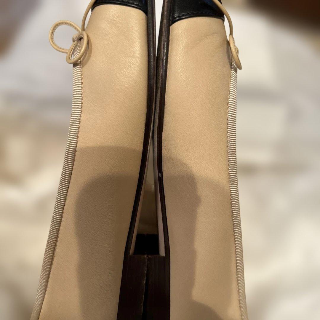 CHANEL ベージュ ブラック バレエシューズ 35½