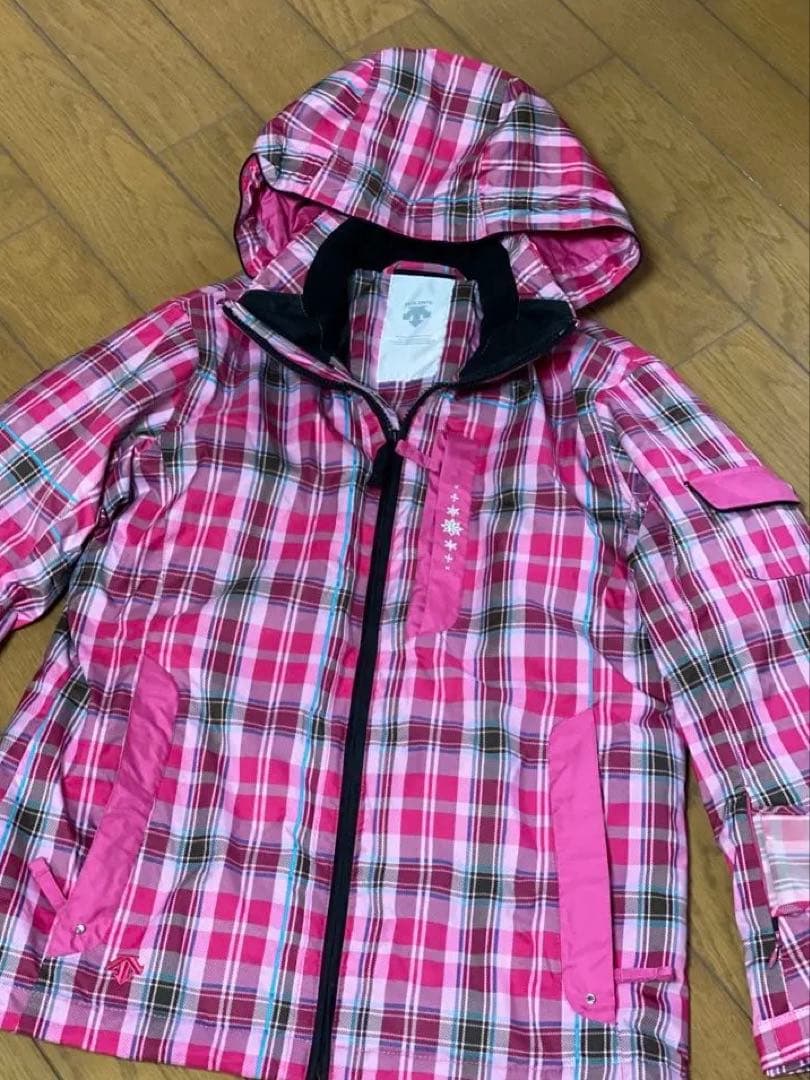 DESCENTE 11号 ピンク チェック スキーウェア