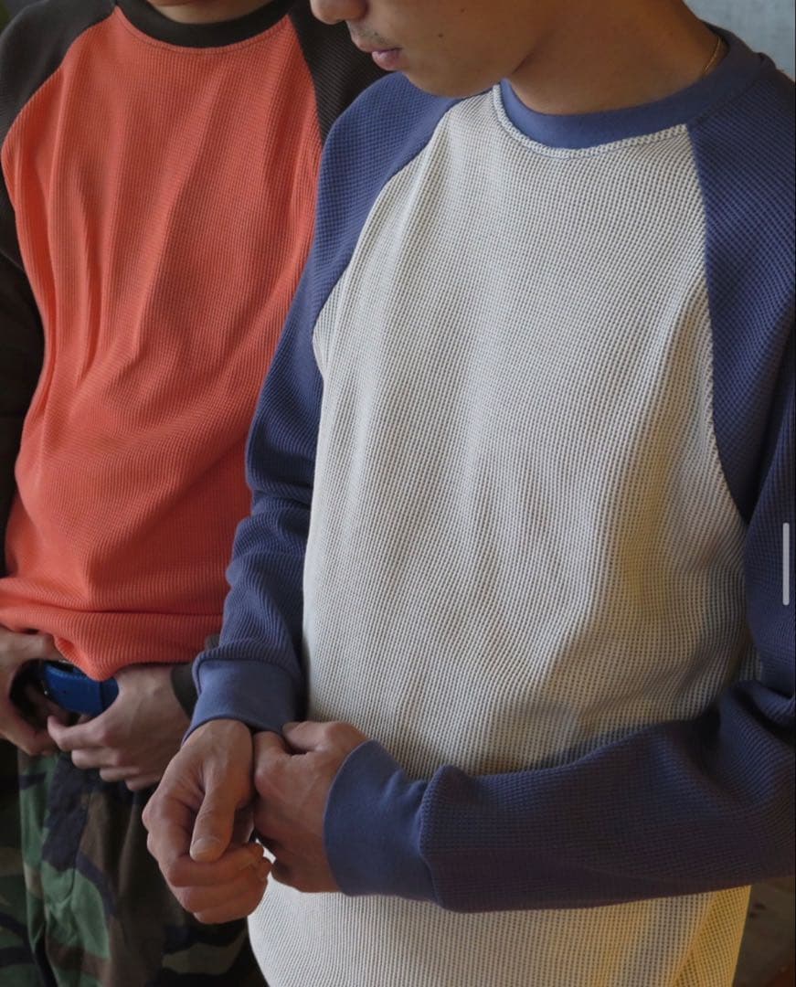 トップス PROV WAFFLE RAGLAN THERMAL GREY/NAVY