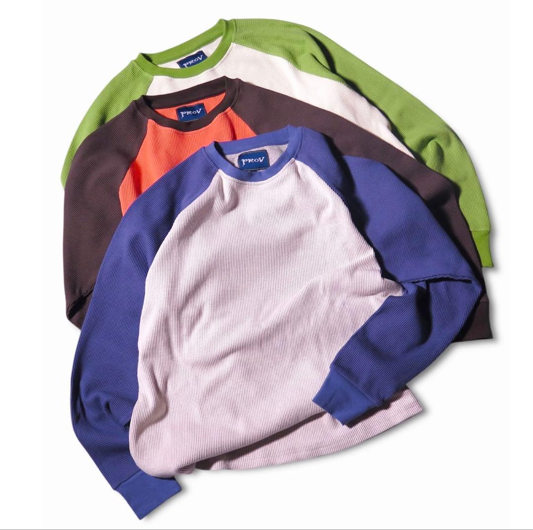 トップス PROV WAFFLE RAGLAN THERMAL GREY/NAVY