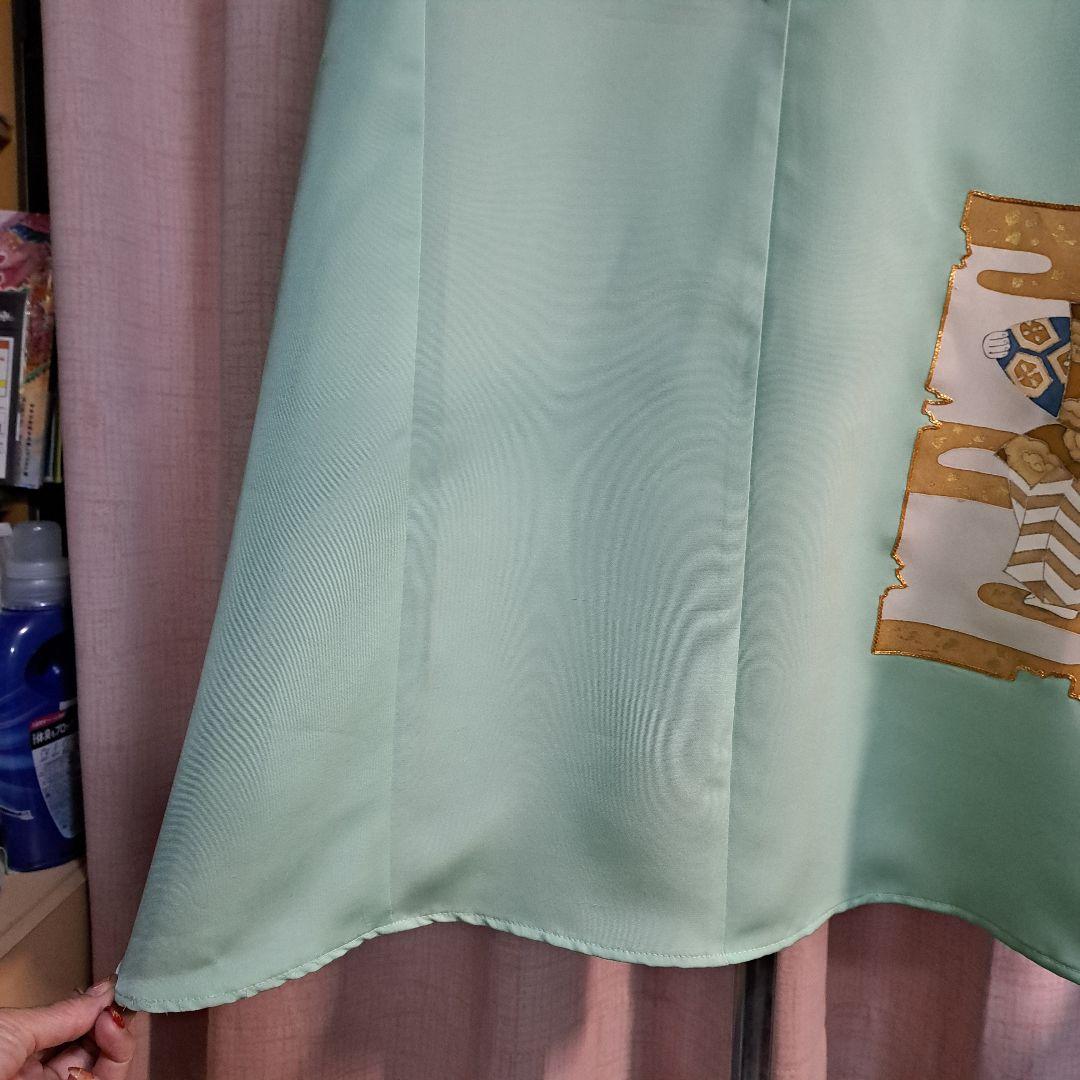 【ハンドメイド】着物リメイクAラインドレス　元禄能装束柄　超極上柄　色留袖　正絹