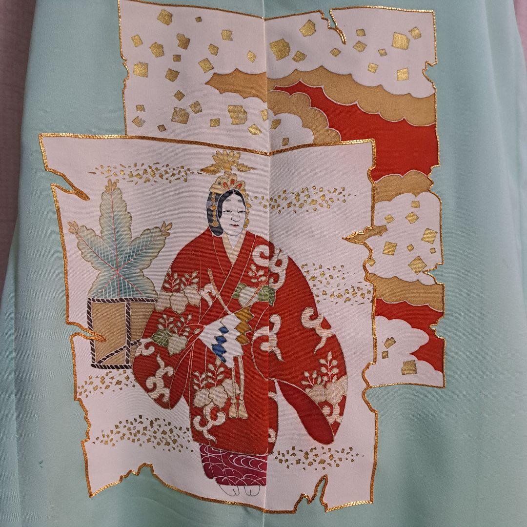 【ハンドメイド】着物リメイクAラインドレス　元禄能装束柄　超極上柄　色留袖　正絹