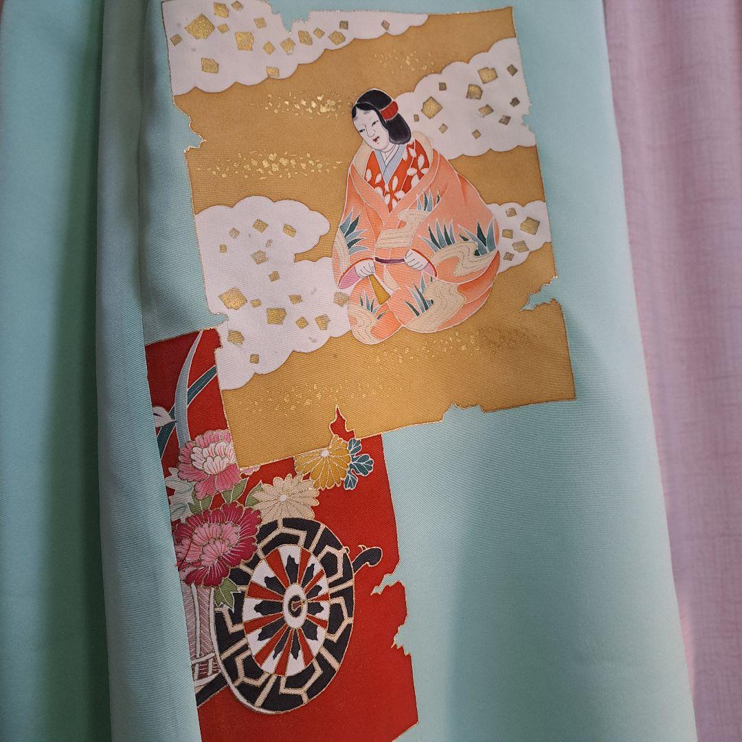 【ハンドメイド】着物リメイクAラインドレス　元禄能装束柄　超極上柄　色留袖　正絹