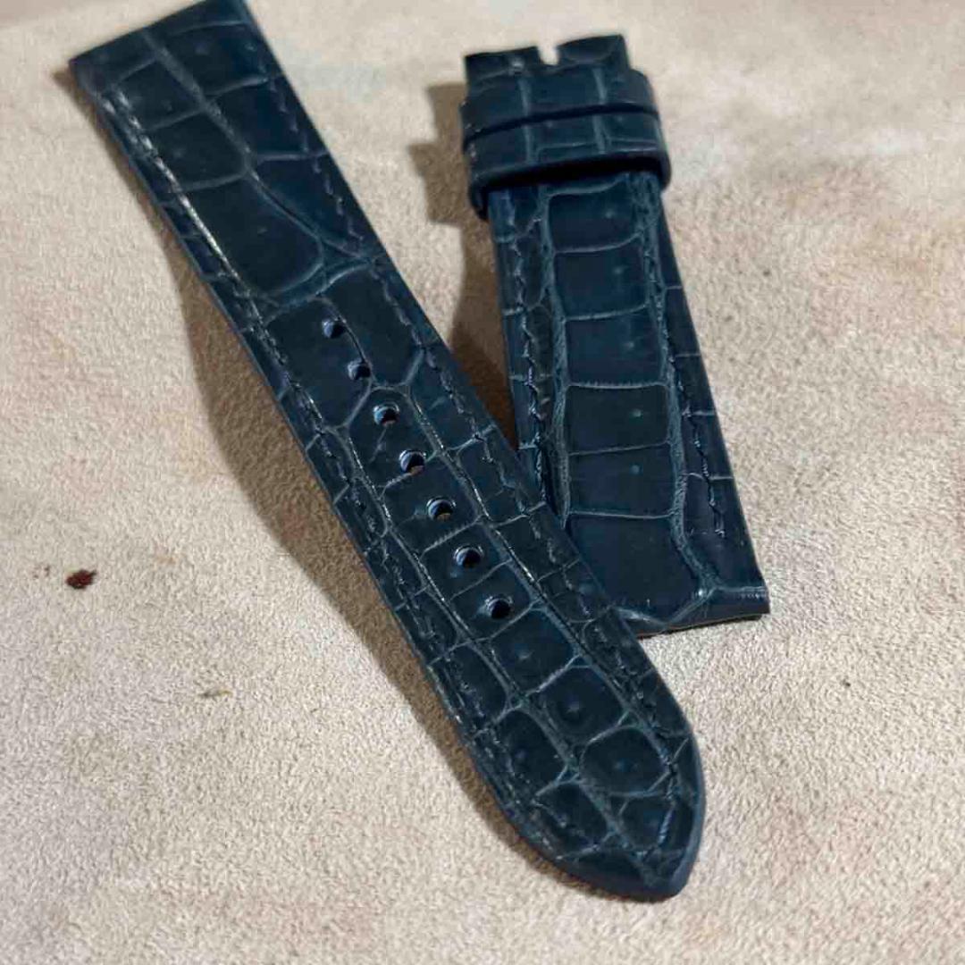 cro-1821 クロコダイル 腕時計ベルト ブルーグレー ラグ幅21mm