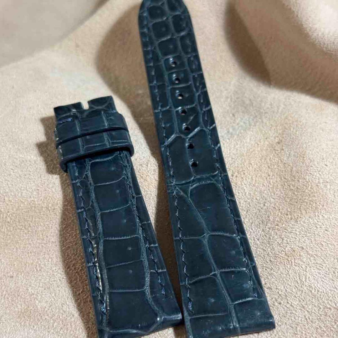 cro-1821 クロコダイル 腕時計ベルト ブルーグレー ラグ幅21mm