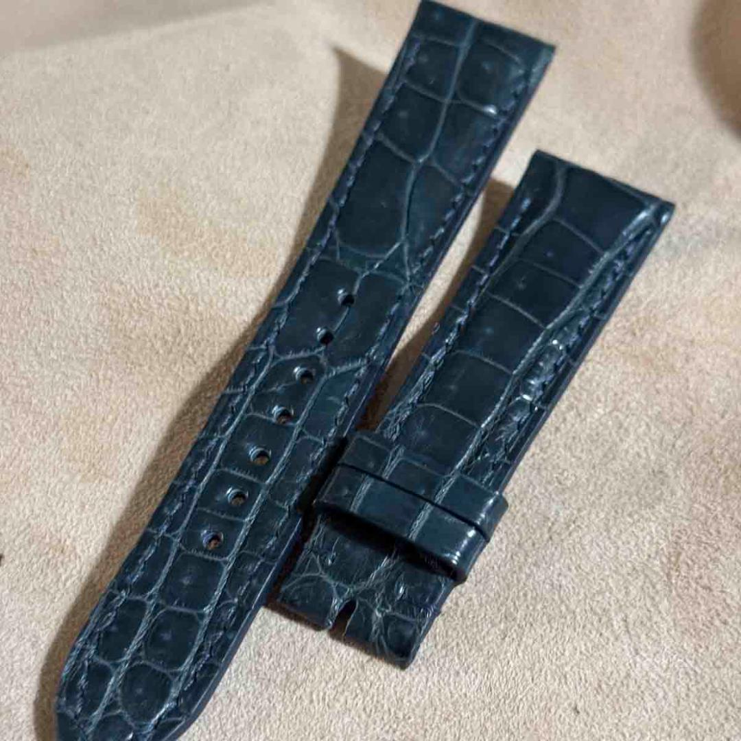 cro-1821 クロコダイル 腕時計ベルト ブルーグレー ラグ幅21mm