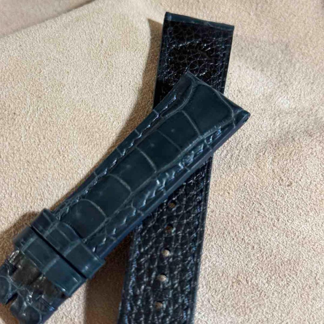 cro-1821 クロコダイル 腕時計ベルト ブルーグレー ラグ幅21mm