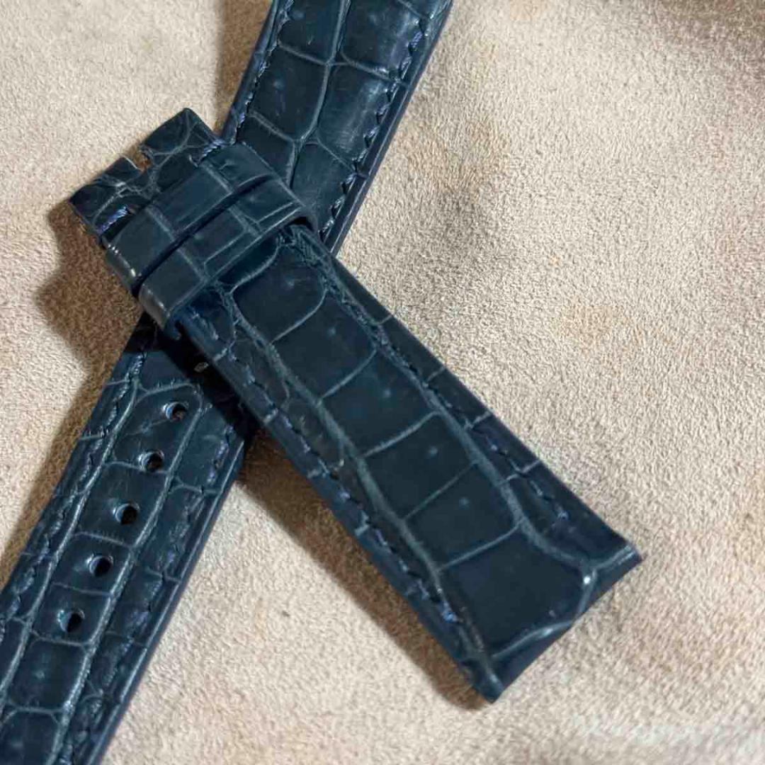 cro-1821 クロコダイル 腕時計ベルト ブルーグレー ラグ幅21mm