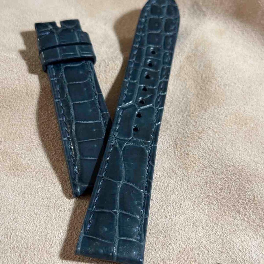 cro-1821 クロコダイル 腕時計ベルト ブルーグレー ラグ幅21mm