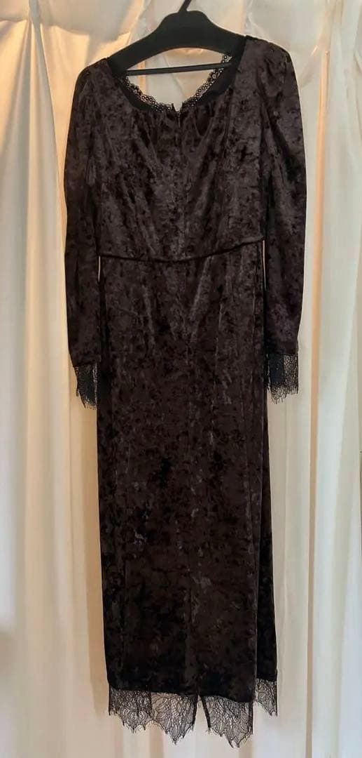 【etoll.】クラッシュベロアランジェリー風ドレス　S