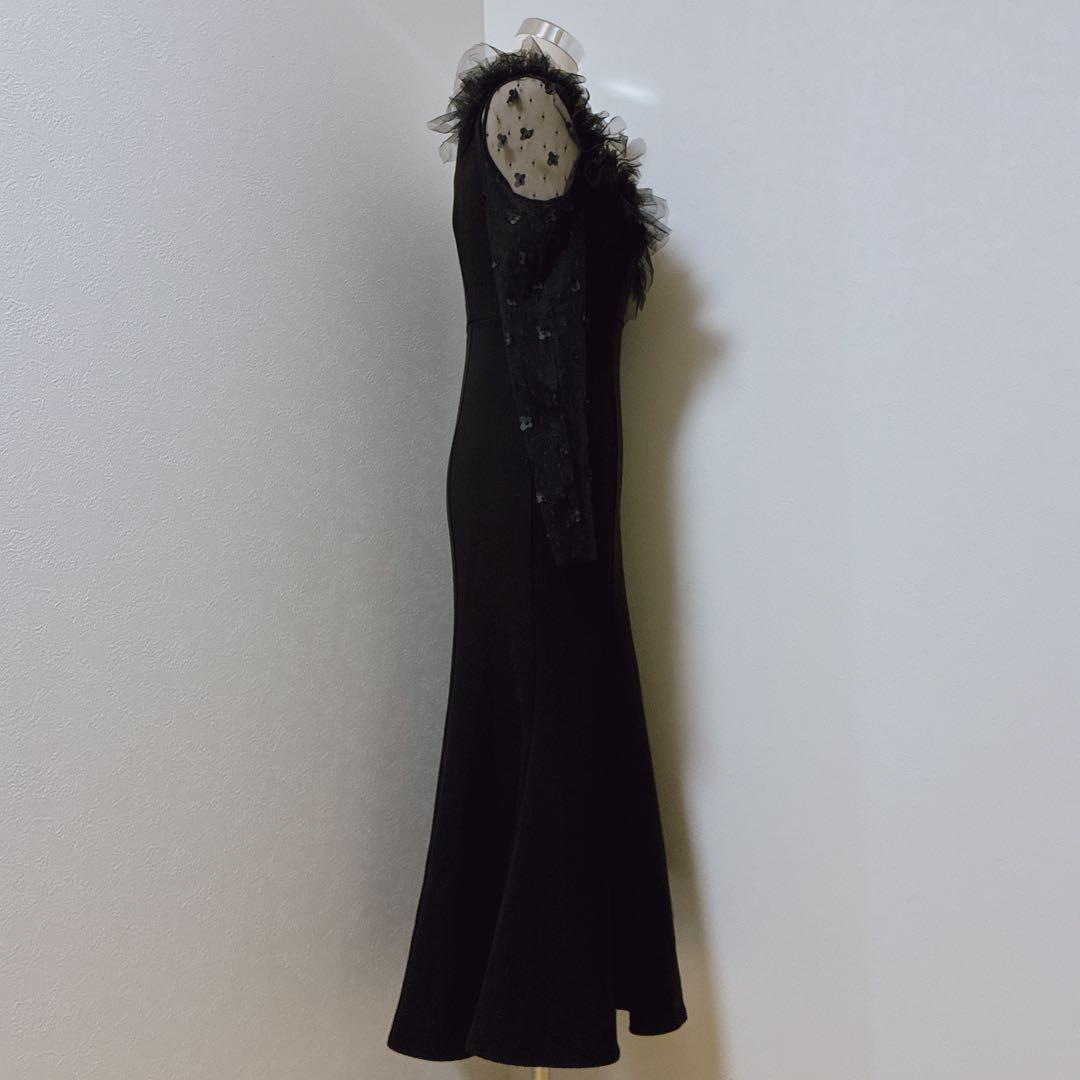 完売品　レジャ　フラワーモチーフアシンメトリーチュールマーメイドワンピースドレス