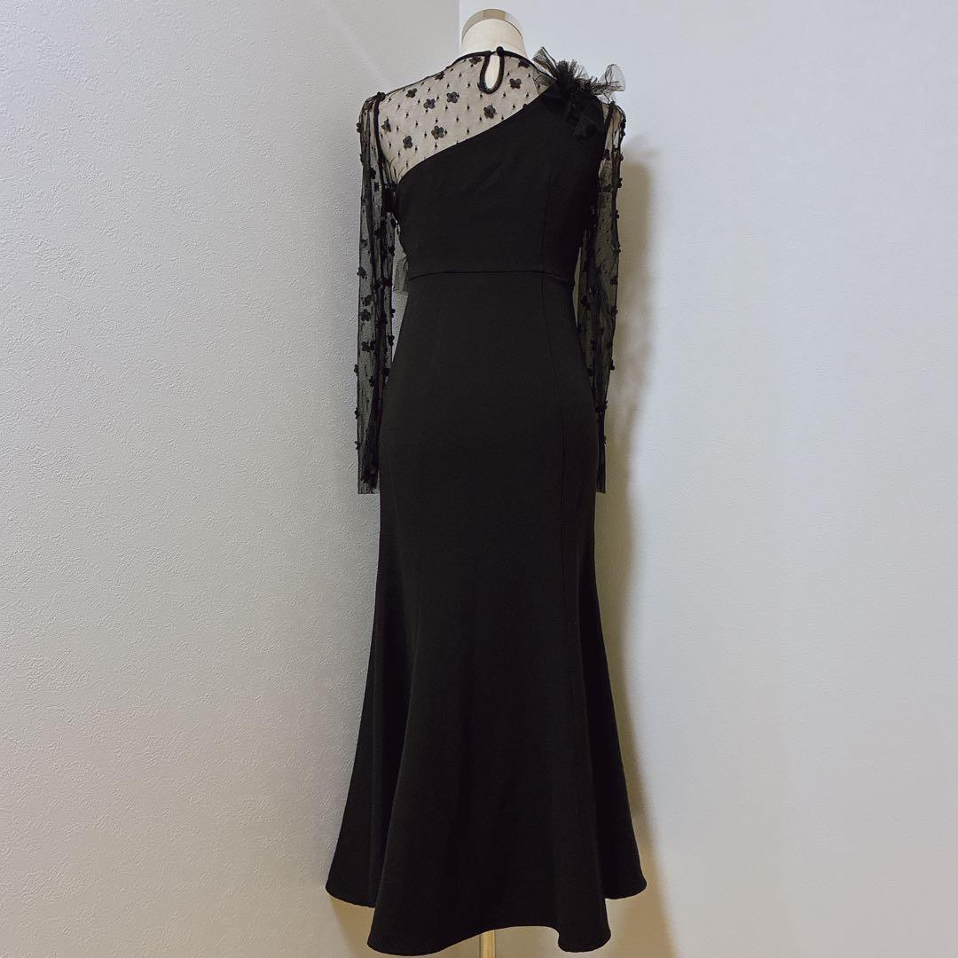 完売品　レジャ　フラワーモチーフアシンメトリーチュールマーメイドワンピースドレス