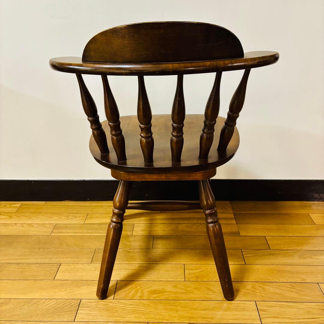希少品　飛騨家具　ウィンザーチェア　回転チェア　昭和レトロ　ヴィンテージ　送料込