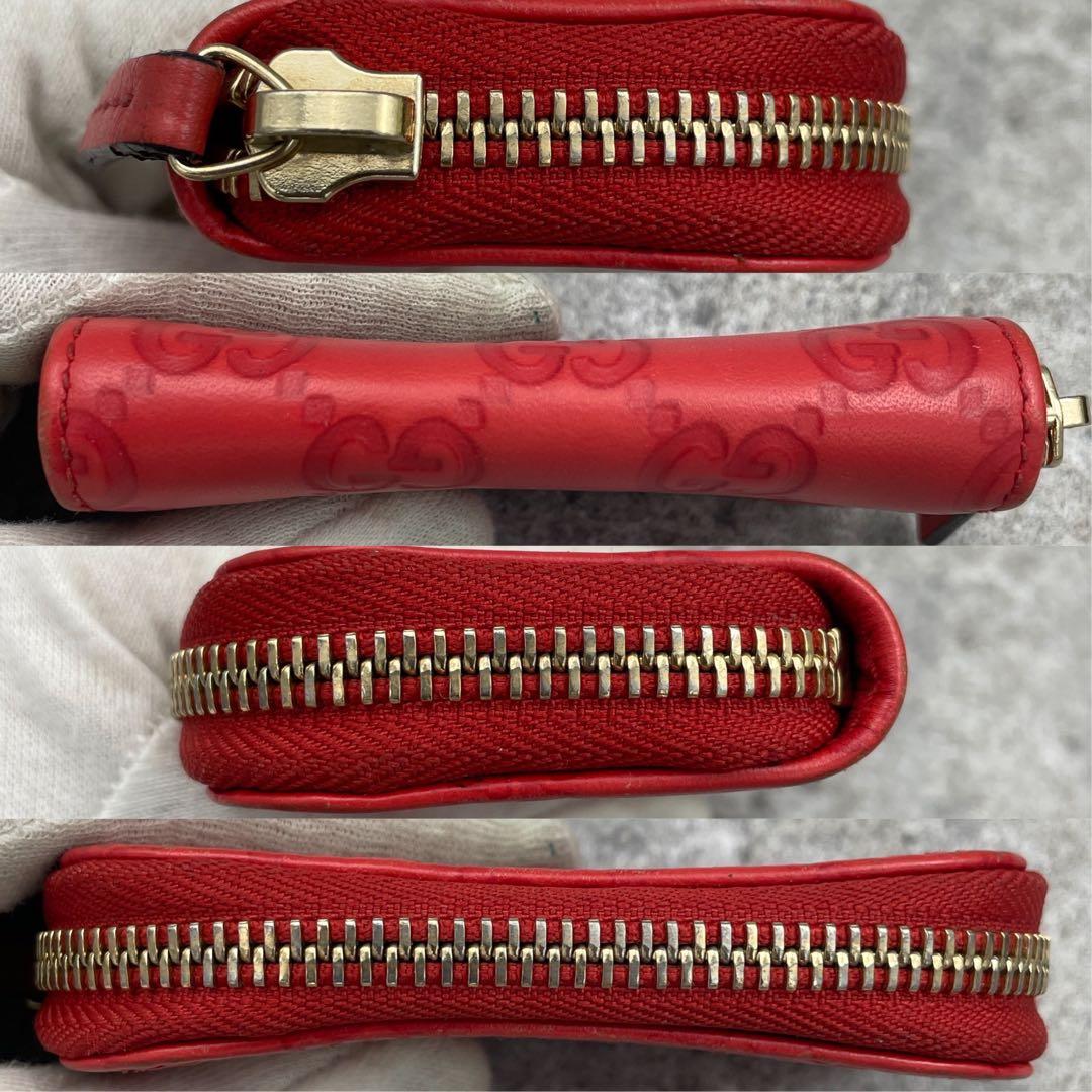 【美品】GUCCI　グッチ　ケース　レザー　赤　レッド　GG総柄