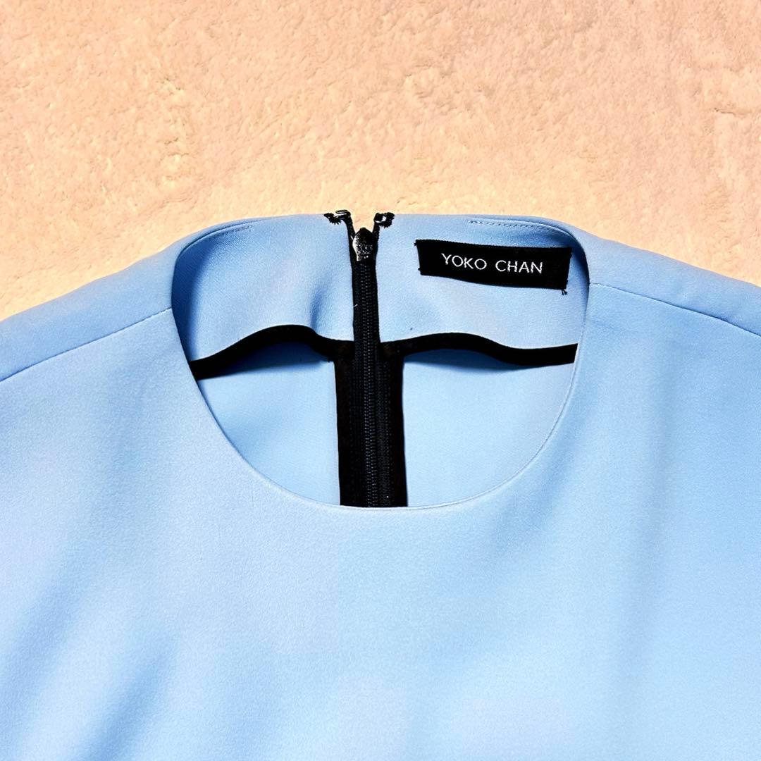 【美品】ヨーコチャン YOKO CHAN フレアスリーブドレス 38 水色