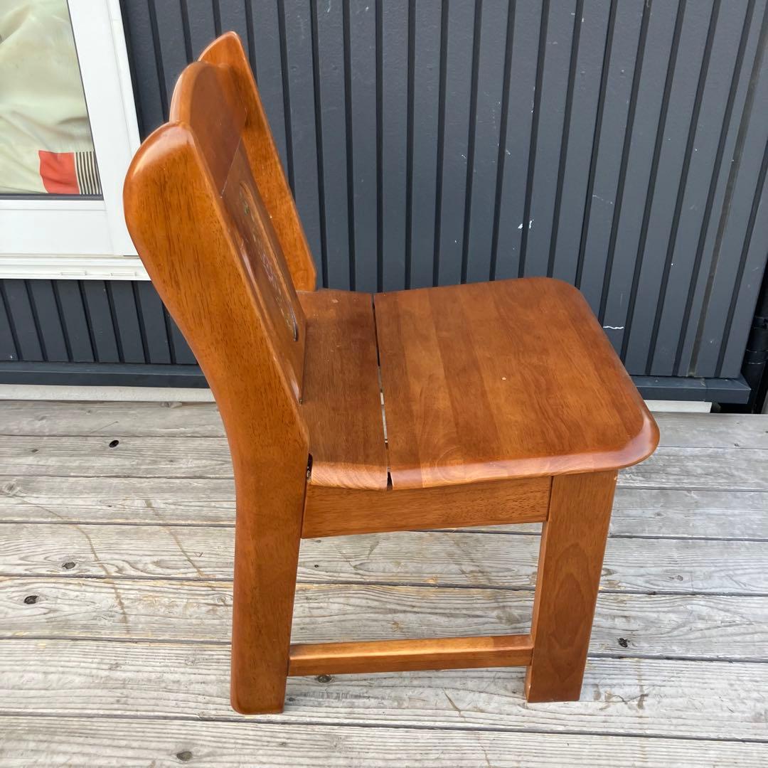 2点 ① 北欧レトロ 花柄装飾 無垢材 チャーチチェア ダイニングチェア