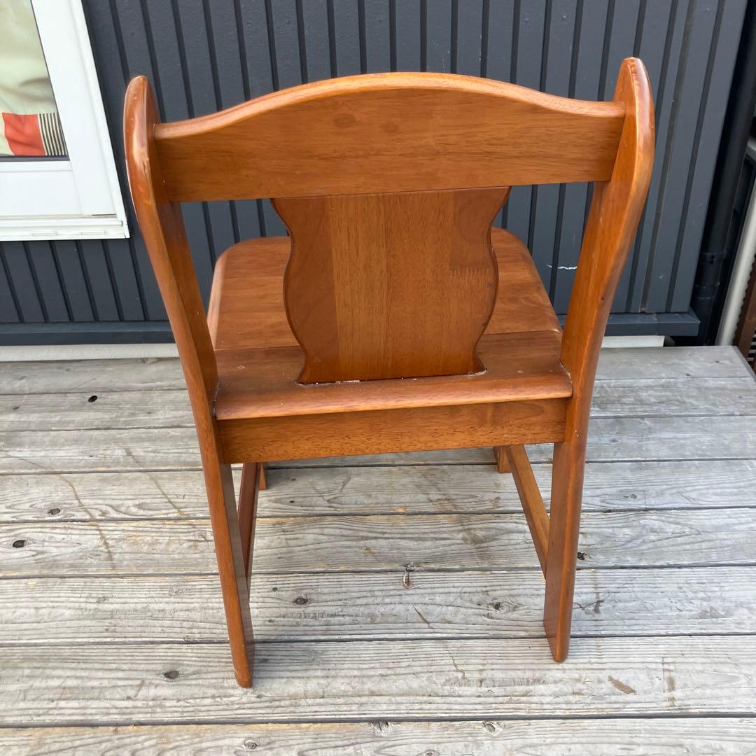 2点 ① 北欧レトロ 花柄装飾 無垢材 チャーチチェア ダイニングチェア