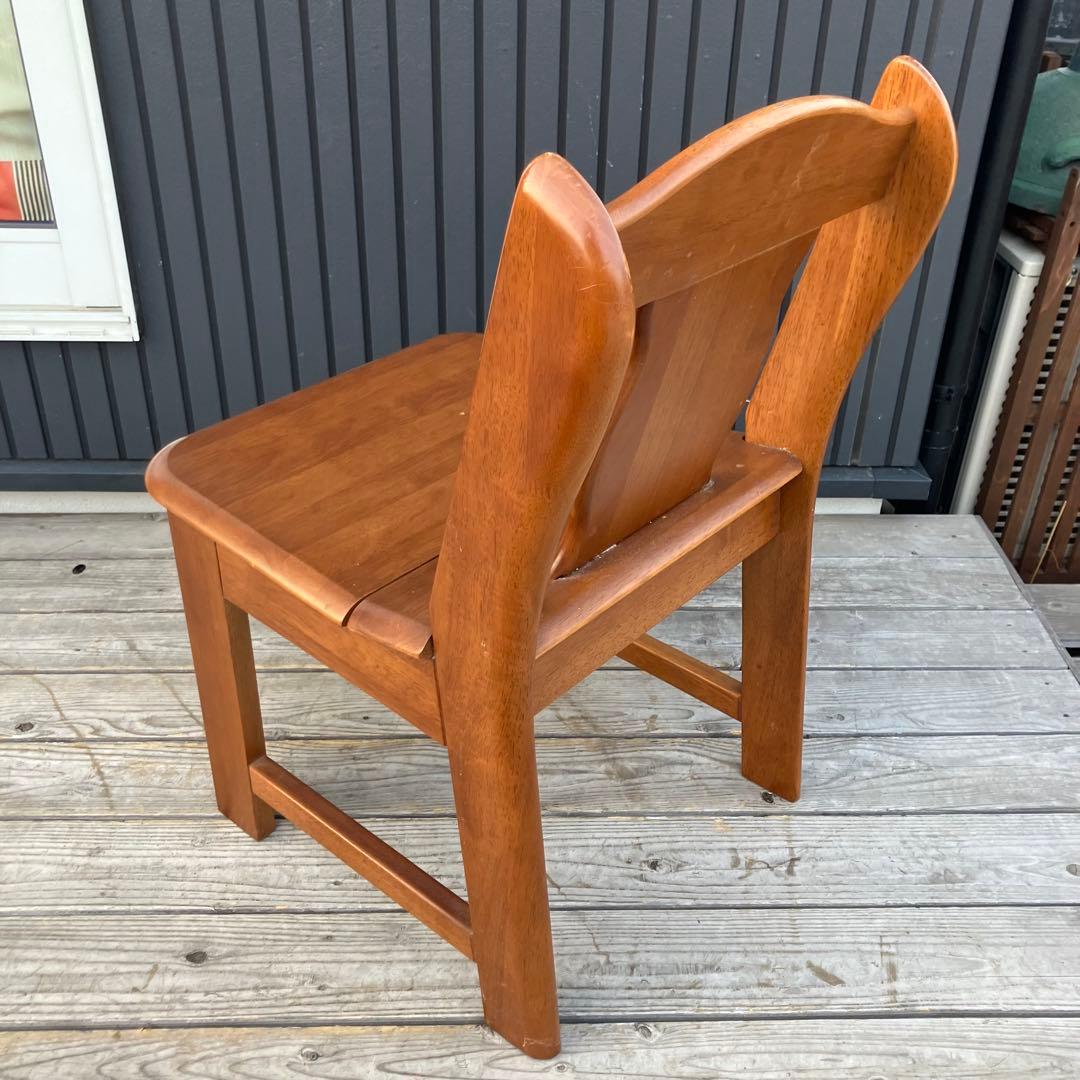 2点 ① 北欧レトロ 花柄装飾 無垢材 チャーチチェア ダイニングチェア