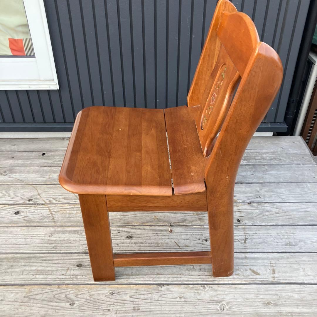 2点 ① 北欧レトロ 花柄装飾 無垢材 チャーチチェア ダイニングチェア